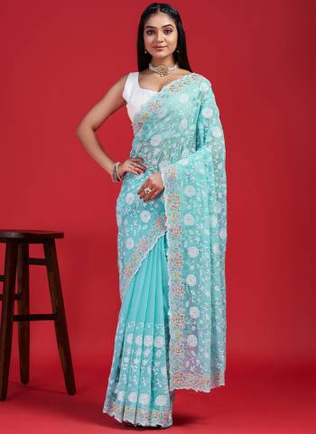 Garb These Party Wear Saree in Fine Colored.These Saree Are Georgette And Blouse is Art Silk Fabricated.Its Beautified With Designer Heavy Embroidery Work.