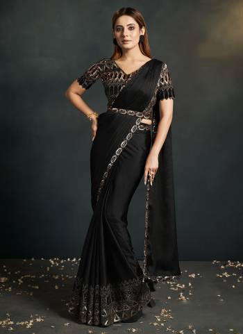 Look Attrective These Designer Party Wear Saree in Fine Light Colored.These Saree Are Satin Silk Crepe And Blouse Organza Silk is Fabricated.Its Beautified Solid With Cord Sequance,Thread Embroidery,Additional Work.