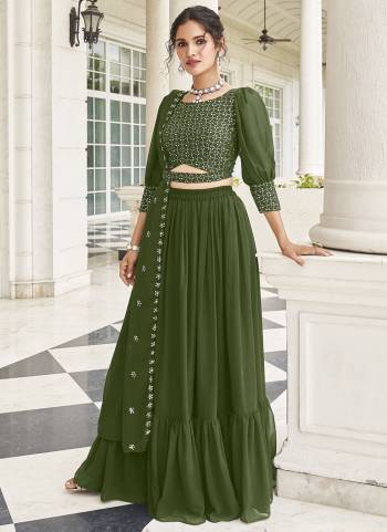 Garb This Partywear Lahenga Blouse With Dupatta Are Fine Colored.These Designer Blouse Lahenga And Dupatta Fabric Are Faux Georgette In Fabricated Beautified With Attrective Thread,Sequance Embroidery Work. Buy Now.