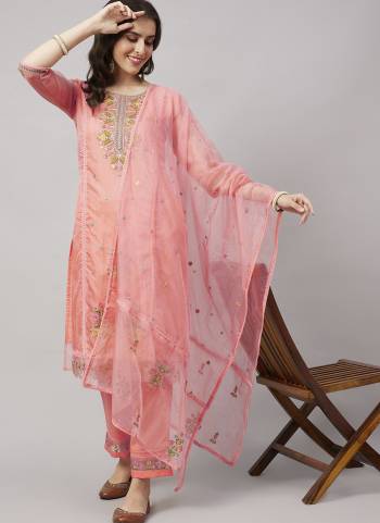 Attrective These Beautiful Looking Readymade Suits.These Top And Dupatta Are Organza And Bottom Are Chinon Fabricated.Its Beautified With Disigner Embroidery Work.