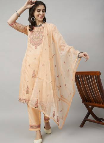 Attrective These Beautiful Looking Readymade Suits.These Top And Dupatta Are Organza And Bottom Are Chinon Fabricated.Its Beautified With Disigner Embroidery Work.