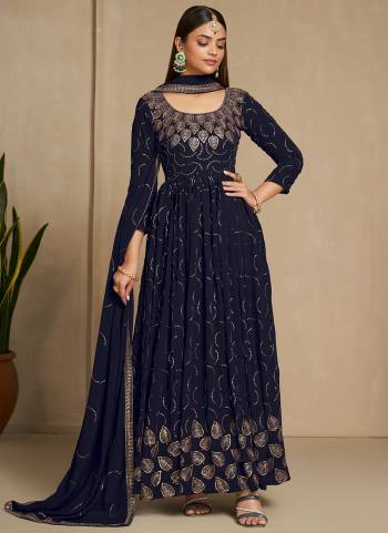 For A Designer Look,Grab These Gown With Dupatta in Fine Colored.These Gown And Dupatta Are Fabricated On Faux Georgette Pair With American Crepe Inner.Its Beautified With Designer Jari,Sequance Embroidery Work.