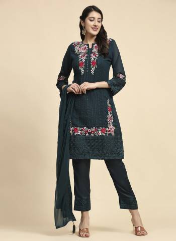 Attrective These Suit in Fine Colored Pair With Bottom And Dupatta.These Top Are Faux Georgette And Bottom Are Fabricated On Santoon Pair With Nazmin Dupatta.Its Beautified With Santoon Inner.Its Beautified With Designer Floral Embroidery Work.