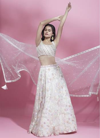 Attrective Looking This Partywear Fine Color Heavy Designer Choli Fabric Net And Lahenga Net And Dupatta Net In Fabricated Beautified With Attrective Thread,Sequance Embroidery Work. Buy Now.