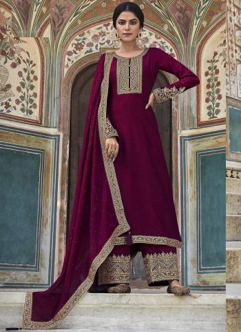 Attrective These Designer Plazzo Suit in Fine Colored Pair With Bottom And Dupatta.These Top Are Dola Silk And Dupatta Are Fabricated On Chinon Pair With Santoon Bottom.Its Beautified With Santoon Inner.Its Beautified With Designer Heavy Embroidery Work.