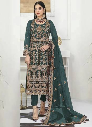 Attrective These Designer Suit in Fine Colored Pair With Bottom And Dupatta.These Top And Dupatta Are Fabricated On Net Pair With Santoon Bottom.Its Beautified With Santoon Inner.Its Beautified With Heavy Designer Embroidery Work.