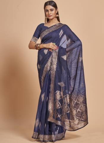 Garb This Partywear Saree Paired With Blouse In Fine Color.This Saree And Blouse Are Cotton Spun Based Fabric With Weaving Jacquard Designer With Sequance Work. Buy This Pretty Saree Now.