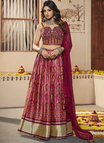 For A Designer Look,Grab These Lehenga Choli in Fine Colored.These Lehenga And Choli Are Fabricated On Silk Pair With Georgette Dupatta.Its Beautified With Designer Printed With Mirror,Thread Embroidery,Hand Work.