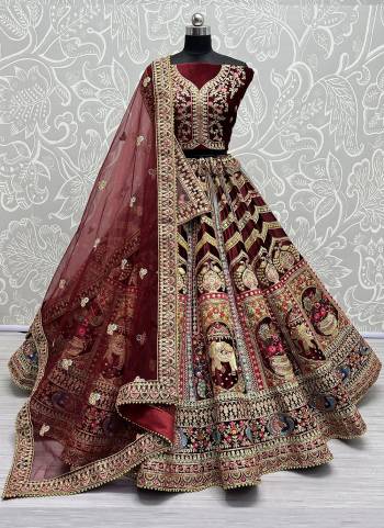 For A Fancy Designer Look,Grab These Lehenga Choli With 2  Dupatta in Fine Colored.These Lehenga And Choli Are Velvet And Dupatta Are Fabricated On Soft Net And Soft Net Pair.Its Beautified With Designer Patch,Dori,Thread, Sequance Embroidery,Diamond Work.