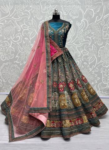 For A Fancy Designer Look,Grab These Lehenga Choli With 2  Dupatta in Fine Colored.These Lehenga And Choli Are Velvet And Dupatta Are Fabricated On Soft Net And Soft Net Pair.Its Beautified With Designer Patch,Dori,Thread, Sequance Embroidery,Diamond Work.