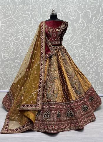 For A Fancy Designer Look,Grab These Lehenga Choli With 2  Dupatta in Fine Colored.These Lehenga And Choli Are Velvet And Dupatta Are Fabricated On Velvet And Soft Net Pair.Its Beautified With Designer Heavy Thread, Sequance,Lace Embroidery,Diamond Work.