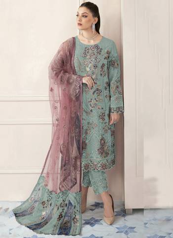 Attrective These Designer Suit in Fine Colored Pair With Bottom And Dupatta.These Top Are Faux Georgette And Dupatta Are Fabricated On Net Pair With Santoon Bottom.Its Beautified With Santoon Inner.Its Beautified With Heavy Designer Floral Thread Embroidery Work.