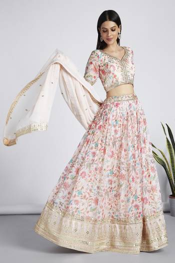 Attrective Looking This Partywear Fine Color Heavy Designer Choli And Lahenga Organza And Dupatta Georgette In Fabricated Beautified With Attrective Printed With Thread,Sequance Embroidery Work. Buy Now.