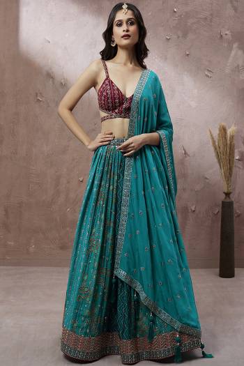 Attrective Looking This Partywear Fine Color Heavy Designer Choli And Lahenga Georgette And Dupatta Georgette In Fabricated Beautified With Attrective Printed With Thread,Sequance Embroidery Work. Buy Now.