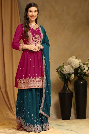 Attrective These Sharara Suit in Fine Colored Pair With Bottom And Dupatta.These Top Are Faux Georgette And Bottom Are Fabricated On Faux Georgette Pair With Faux Georgette Dupatta.Its Beautified With Santoon Inner.Its Beautified With Designer Embroidery Work.