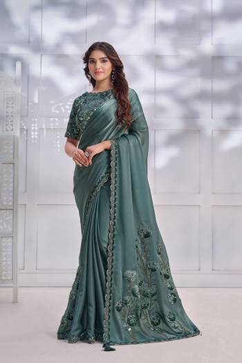 Look Attrective These Designer Party Wear Saree in Fine Light Colored.These Saree Are Crepe Satin Silk And Blouse Malai Satin is Fabricated.Its Beautified Heavy Designer Embroidery Work.