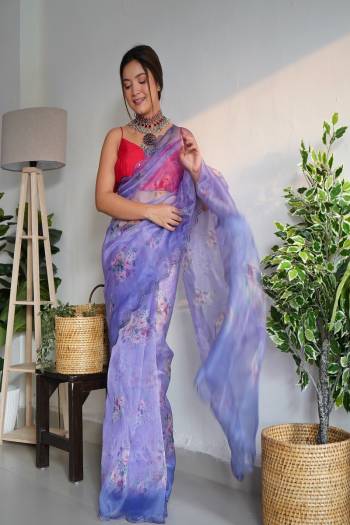 Attrective Looking These Party Wear Saree in Fine Colored.These Saree Are Organza And Blouse is Fabricated On Art Silk.Its Beautified With Designer Digital Printed,Sequance Aari Work Cut Work.