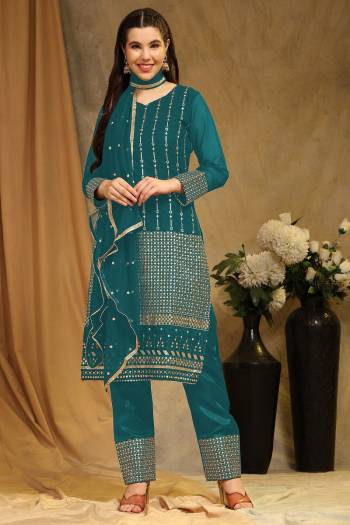 Attrective These Suit in Fine Colored Pair With Bottom And Dupatta.These Top Are Faux Georgette And Bottom Are Fabricated On Santoon Pair With Nazmin Dupatta.Its Beautified With Santoon Inner.Its Beautified With Designer Sequance Embroidery Work.