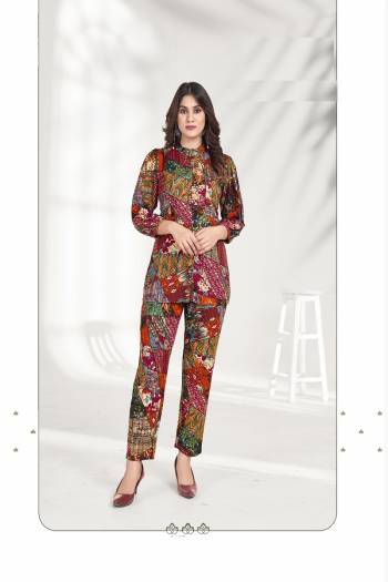 Grab These Beautiful Looking Readymade Co-Ord Top With Bottom Set.These Top And Bottom is Fabricated On Rayon.Its Beautified With Designer Printed With Pocket In Bottom.