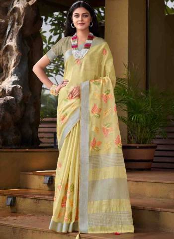 Attrective Looking These Party Wear Saree in Fine Colored.These Saree And Blouse is Fabricated On Linen.Its Beautified With Weavon Designer With Thread Embroidery Work.