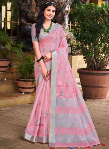 Attrective Looking These Party Wear Saree in Fine Colored.These Saree And Blouse is Fabricated On Linen.Its Beautified With Weavon Designer With Thread Embroidery Work.