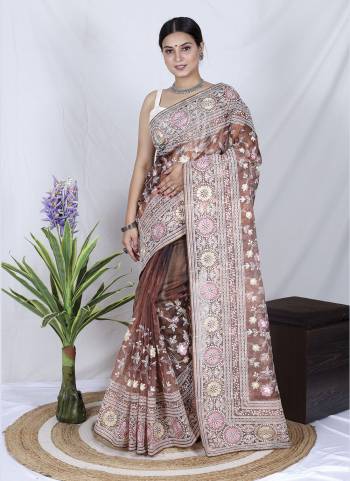 Attrective Looking These Party Wear Saree in Fine Colored.These Saree Are Organza And Blouse is Fabricated On Satin Banglori Pair.Its Beautified With Designer Lakhnawi Embroidery Work.