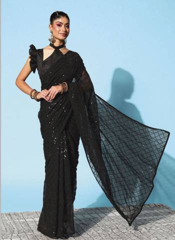 Garb These Party Wear Saree in Fine Colored.These Saree Are Georgette And Blouse is Mono Banglori Fabricated.Its Beautified With Designer Sequance Embroidery Work.