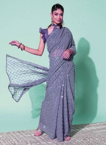 Garb These Party Wear Saree in Fine Colored.These Saree Are Georgette And Blouse is Mono Banglori Fabricated.Its Beautified With Designer Sequance Embroidery Work.