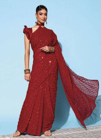 Garb These Party Wear Saree in Fine Colored.These Saree Are Georgette And Blouse is Mono Banglori Fabricated.Its Beautified With Designer Sequance Embroidery Work.