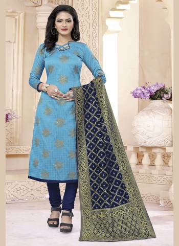 Grab These Suit in Fine Colored Pair With Bottom And Dupatta.These Top And Dupatta Are Fabricated On Banarasi Silk Pair With Tafetta Silk Bottom.Its Beautified With Wevon Jacquard Designer.