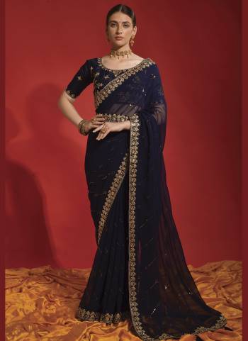 Attrective Look These Saree in Fine Colored.These Saree Are Georgette And Blouse is Mono Banglori Fabricated.Its Beautified With Designer Codding,Sequance Embroidery Work.