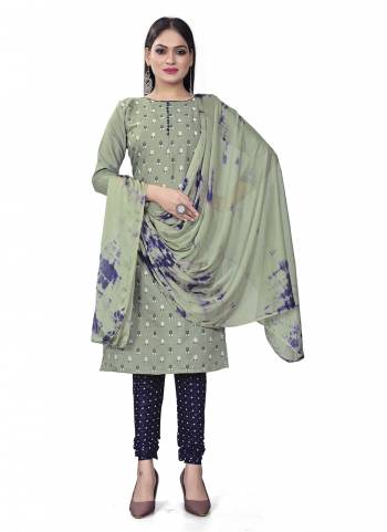 Garb This Suits In Lovely Color.Its Pretty Top Is Cotton Slab Based Paired Bottom Cotton And Chinon Fabricated Dupatta Are Designer Printed. Which Gives An Attractive To The Dress.