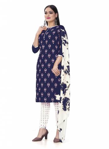 Garb This Suits In Lovely Color.Its Pretty Top Is Cotton Slab Based Paired Bottom Cotton And Chinon Fabricated Dupatta Are Designer Printed. Which Gives An Attractive To The Dress.