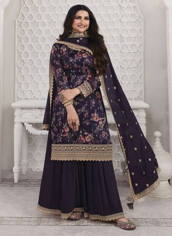 Attrective Looking These Sharara Suit in Fine Colored Pair With Bottom And Dupatta.These Top Are Georgette And Dupatta Are Fabricated On Fancy Pair With Fancy Bottom.Its Beautified With Designer Digital Printed With Heavy Embroidery Work.