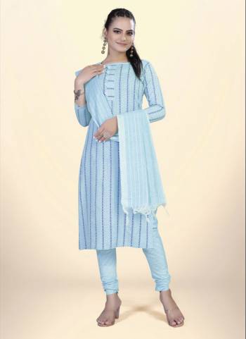 Garb This Suits In Lovely Color.Its Pretty Top Is Cotton Based Paired Bottom Cotton And Cotton Fabricated Dupatta Are Wevon Designer. Which Gives An Attractive To The Dress.