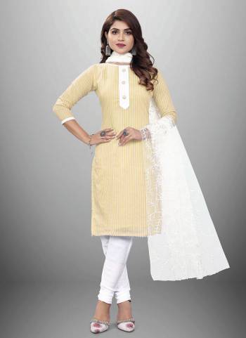 Garb This Suits In Lovely Color.Its Pretty Top Is Cotton Based Paired Bottom Cotton And Cotton Fabricated Dupatta Are Wevon Designer. Which Gives An Attractive To The Dress.