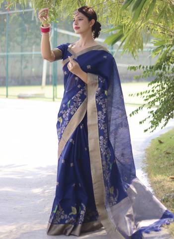 Attrective Looking These Party Wear Saree in Fine Colored.These Saree And Blouse is Fabricated On Linen Silk.Its Beautified With Jamdani Style Wevon Designer.