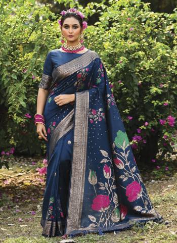 Attrective Looking These Party Wear Saree in Fine Colored.These Saree And Blouse is Fabricated On Soft Tusser Silk.Its Beautified With Meenakari Wevon Designer.