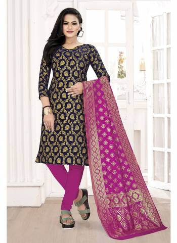 Grab These Suit in Fine Colored Pair With Bottom And Dupatta.These Top And Dupatta Are Fabricated On Banarasi Silk Pair With Tafetta Silk Bottom.Its Beautified With Wevon Jacquard Designer.