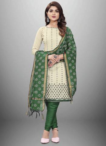 Garb This Suits In Lovely Color.Its Pretty Top Is Khadi Cotton Based Paired Bottom Cotton And Chanderi Fabricated Dupatta Are Designer Embroidery Work,Table Printed Dupatta. Which Gives An Attractive To The Dress.