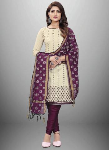 Garb This Suits In Lovely Color.Its Pretty Top Is Khadi Cotton Based Paired Bottom Cotton And Chanderi Fabricated Dupatta Are Designer Embroidery Work,Table Printed Dupatta. Which Gives An Attractive To The Dress.