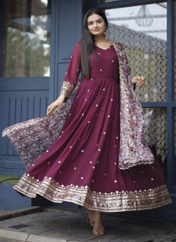 Atrective These Beautiful Looking Readymade Long Gown With Dupatta.These Gown is Fabricated On Blomming Faux Georgette And Tabby Silk Dupatta.Its Beautified With Designer Sequance,Jari Embroidery Work With Printed Dupatta.