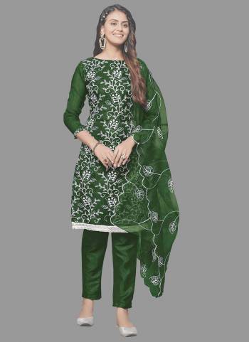 Attrective This Suits In Lovely Color.Its Pretty Top Is Organza Based Paired Bottom Santoon And Organza Fabricated Dupatta Are Designer Embroidery Work. Which Gives An Attractive To The Dress.