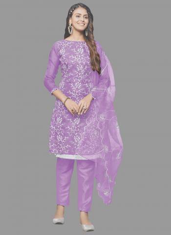 Attrective This Suits In Lovely Color.Its Pretty Top Is Organza Based Paired Bottom Santoon And Organza Fabricated Dupatta Are Designer Embroidery Work. Which Gives An Attractive To The Dress.