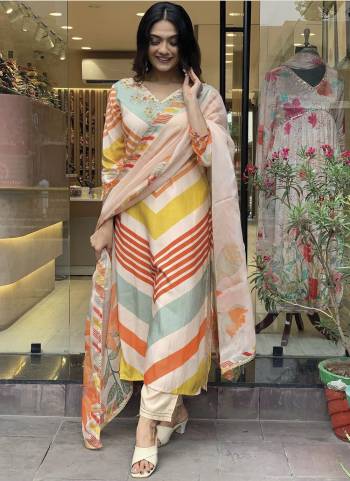 Attrective Looking These Beautiful Looking Readymade Suits.These Top Are Mulin And Bottom Are Viscose Rayon And Dupatta Organza Fabricated.Its Beautified With Designer Printed, Embroidery Work.