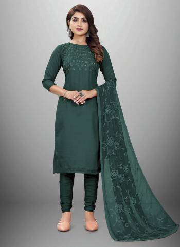 Garb This Suits In Lovely Color.Its Pretty Top Is Cotton Slub Based Paired Bottom Cotton And Nazmin Fabricated Dupatta Are Designer Embroidery Work. Which Gives An Attractive To The Dress.