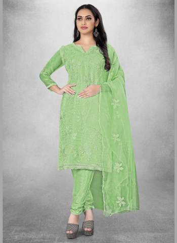 Attrective Looking This Suits In Lovely Color.Its Pretty Top Is Organza Based Paired Bottom Santoon And Organza Fabricated Dupatta Are Designer Embroidery Work. Which Gives An Attractive To The Dress.