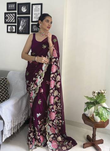 Attrective These Fancy Party Wear Saree in Fine Colored.These Saree Are Georgette And Blouse is Art Silk Fabricated.Its Beautified With Designer Thread,Sequance Embroidery Work.