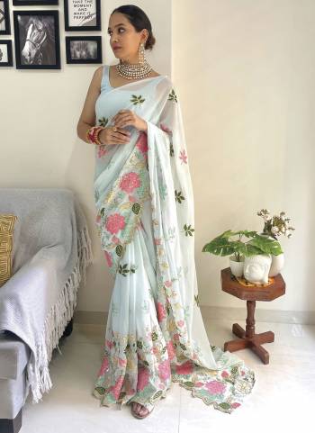 Attrective These Fancy Party Wear Saree in Fine Colored.These Saree Are Georgette And Blouse is Art Silk Fabricated.Its Beautified With Designer Thread,Sequance Embroidery Work.