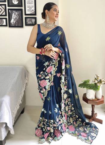 Attrective These Fancy Party Wear Saree in Fine Colored.These Saree Are Georgette And Blouse is Art Silk Fabricated.Its Beautified With Designer Thread,Sequance Embroidery Work.